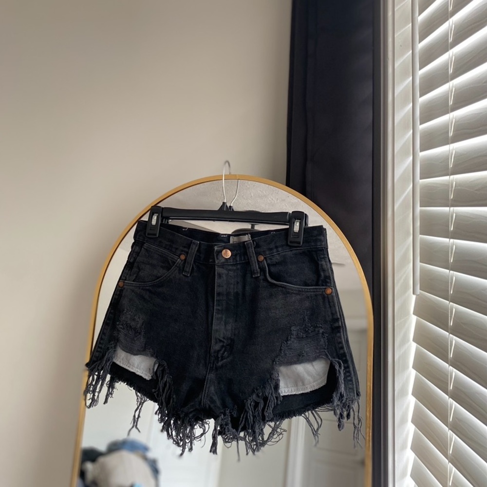 Wrangler Black Distressed Women Shorts